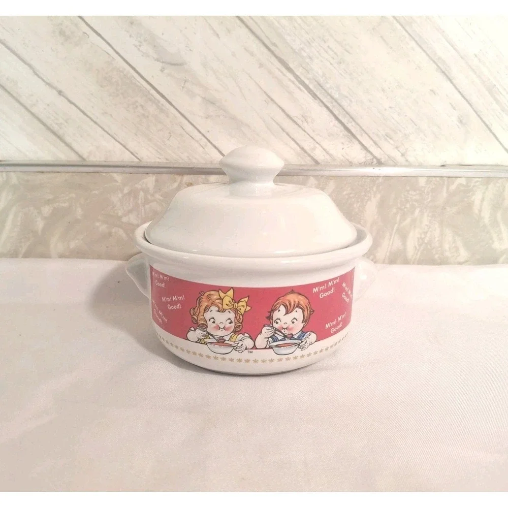 Vintage 1998 Campbell's Soup Kids Crock Covered Soup Bowl with Lid VGC